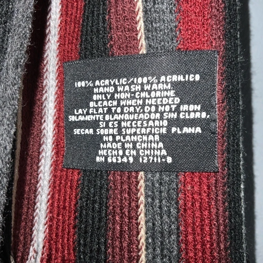 J. Ferrar Burgundy Stripe With Fringe Men’s Winter Scarf NWT